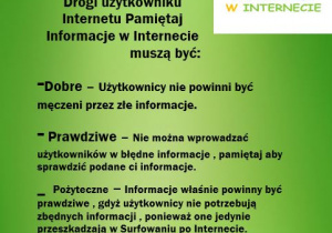 Plakat "Informacje w Internecie".